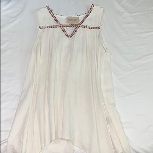 White tank w orange and blue knit accents